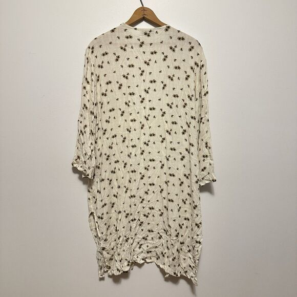 Carly Jean Los Angeles Cream Floral Kimono Cardigan Duster Womens M Boho Western - Picture 3 of 7